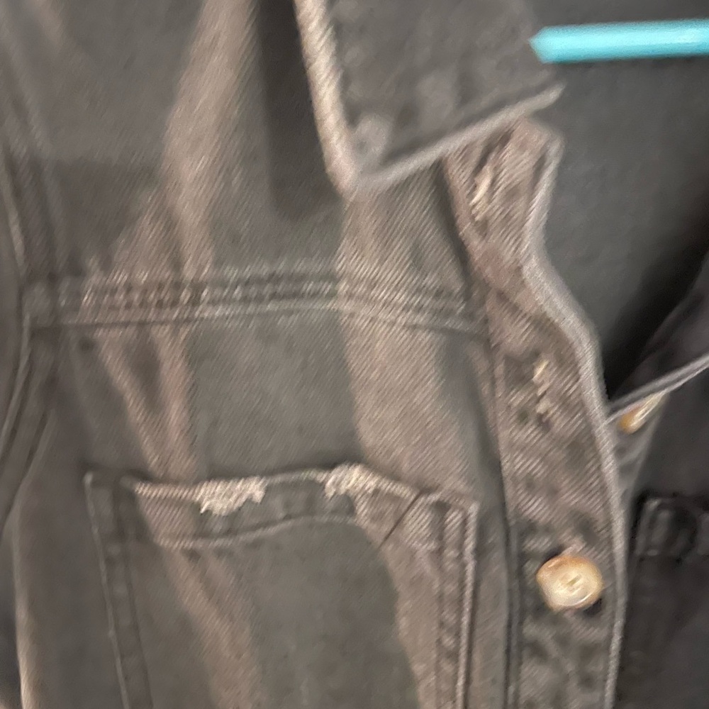 Show Me Your MuMu black denim Button-Up Romper - Picture 3 of 5